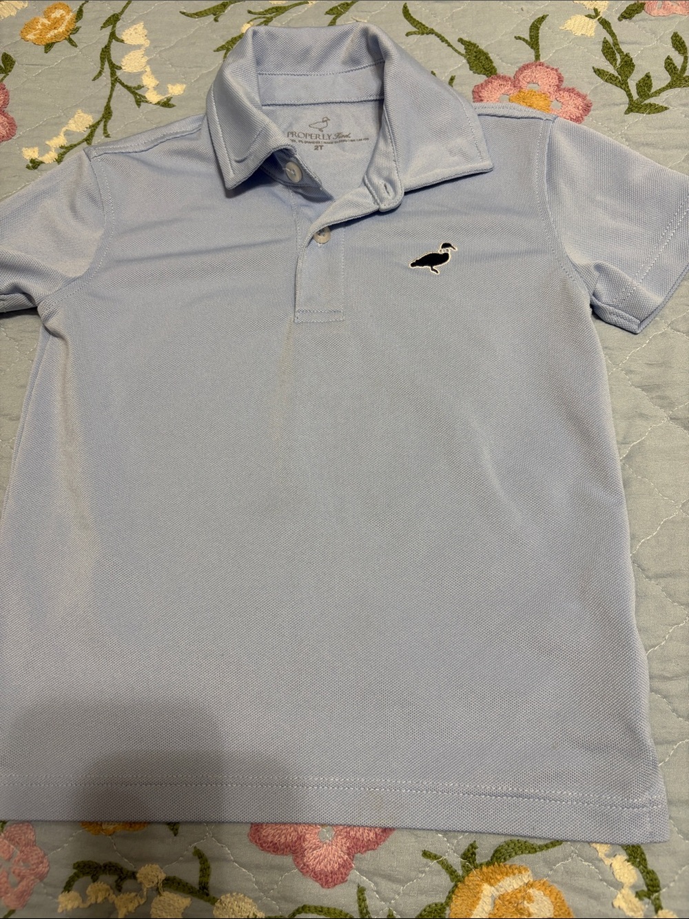 Properly Tied Light Blue Polo Shirt Embroidered Mallard Duck PreOwned